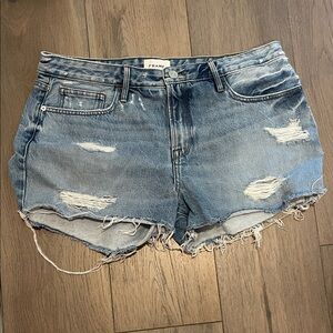 Frame Denim Women's Ripped Jean Shorts - Light Blue size 30